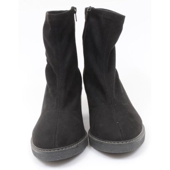 Evans Women's 12 WIDE FIT Eliana Ankle Boot Flat Minimalist Moto Vegan Leather - Picture 5 of 9